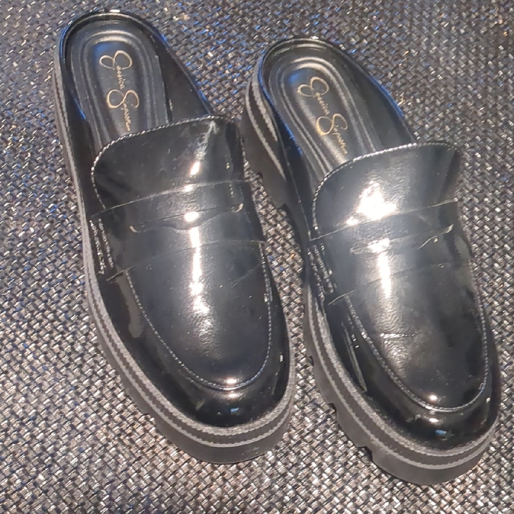 Jessica Simpson Black Patent Mules
